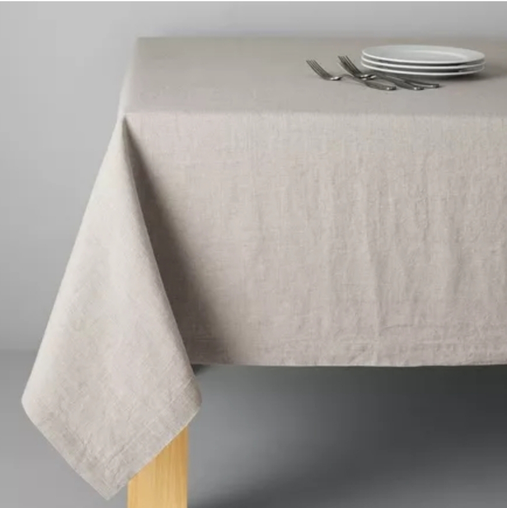 Sur La Table Natural Linen Tablecloth, Size108"x70", Retail Price $179.95 USD